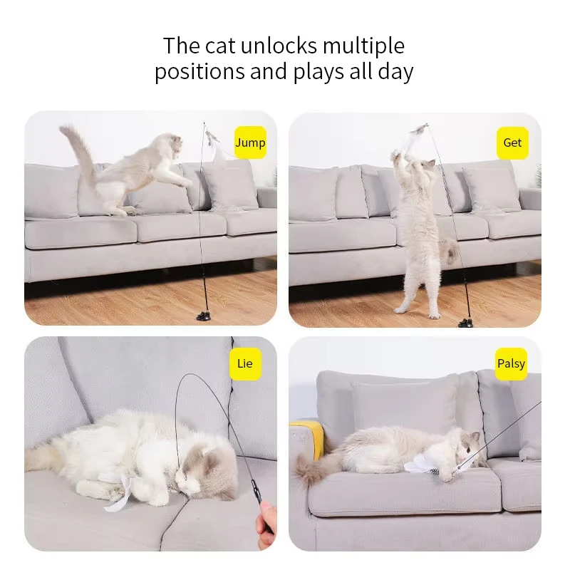 Cat Feather Wand Toy – Hands-Free Suction Cup Teaser - Image 4