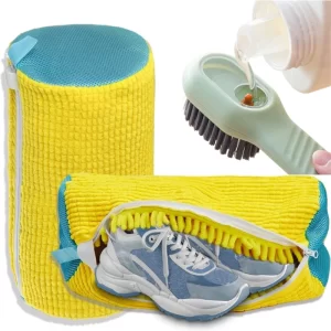Shoe Washing Machine Bag & Brush Set – Laundry Shoe Bag with Soft Bristle Cleaning Brush