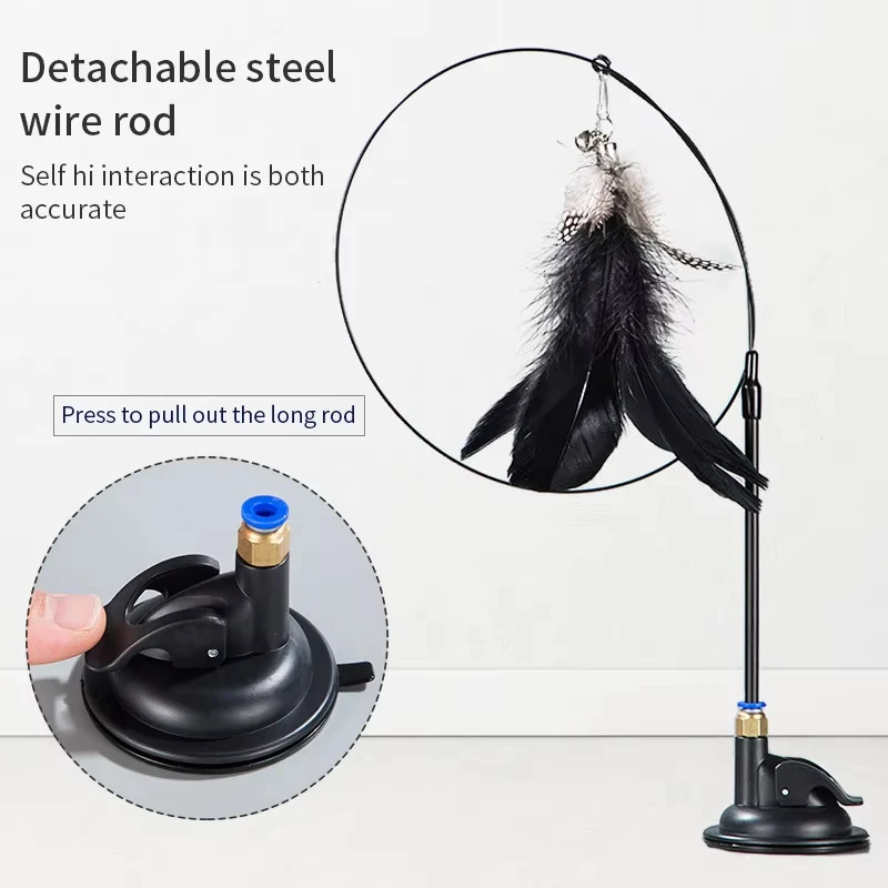 Cat Feather Wand Toy – Hands-Free Suction Cup Teaser - Image 3
