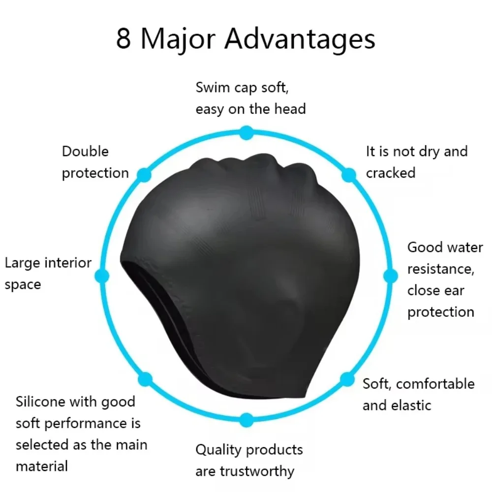 Professional Silicone Swimming Cap with Ear Pockets - Image 2