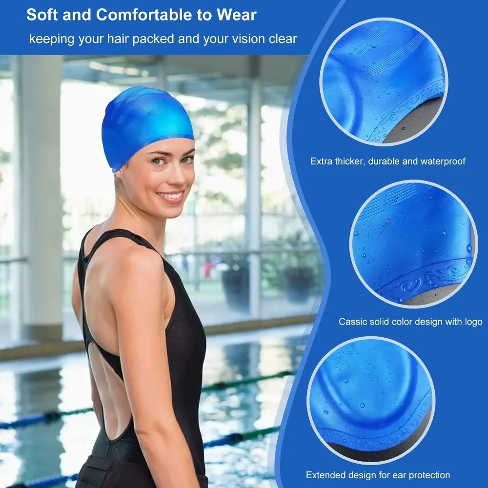 Professional Silicone Swimming Cap with Ear Pockets - Image 3