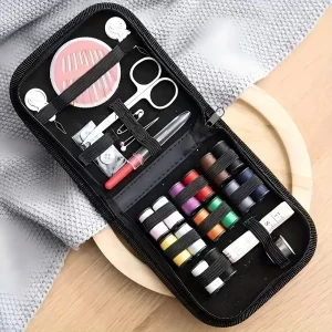 10-Piece Sewing Kit, Multi-Purpose Portable Sewing Supplies Set with Thread, Needles, Threader, Thimble, Measuring Tape